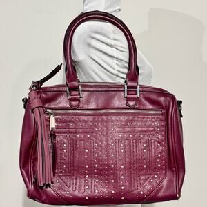 Torrid NWOT Large Handle Top Bag Faux Leather Burgundy Studded Embellished Boho‎